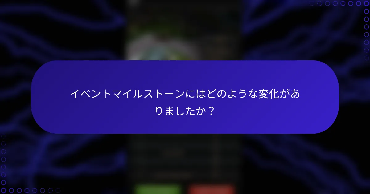 イベントマイルストーンにはどのような変化がありましたか？